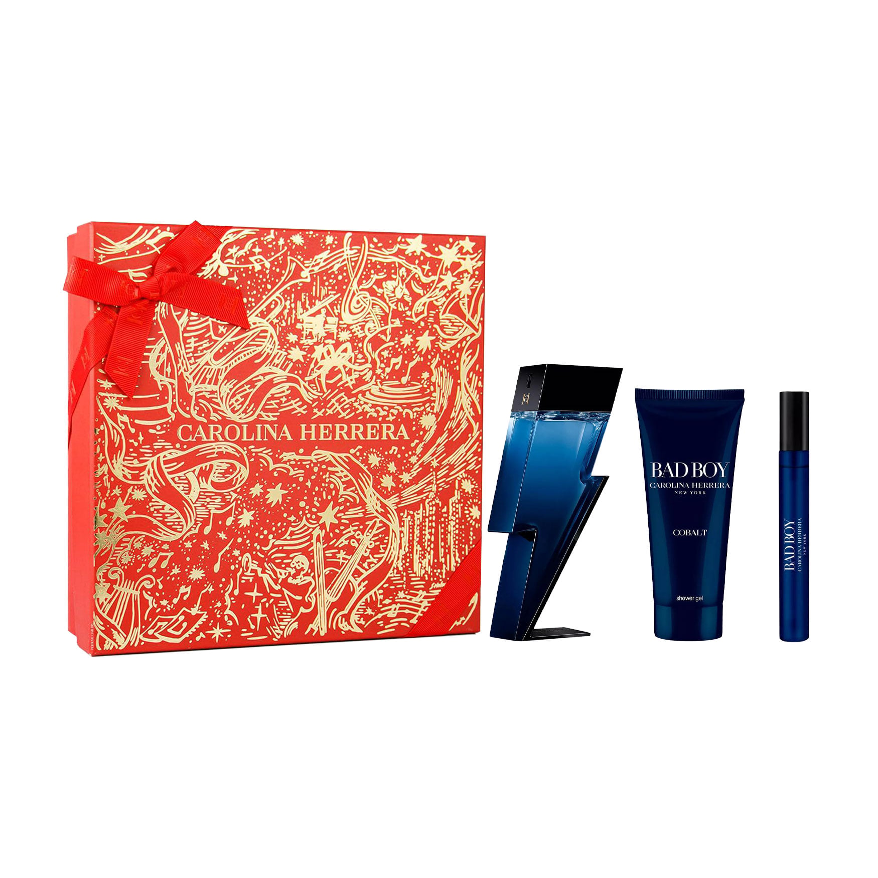 Парфумований набір чоловічий Carolina Herrera Bad Boy Cobalt Set (парфумована вода, 100 мл + гель для душу, 100 мл + парфумована вода, 10 мл)